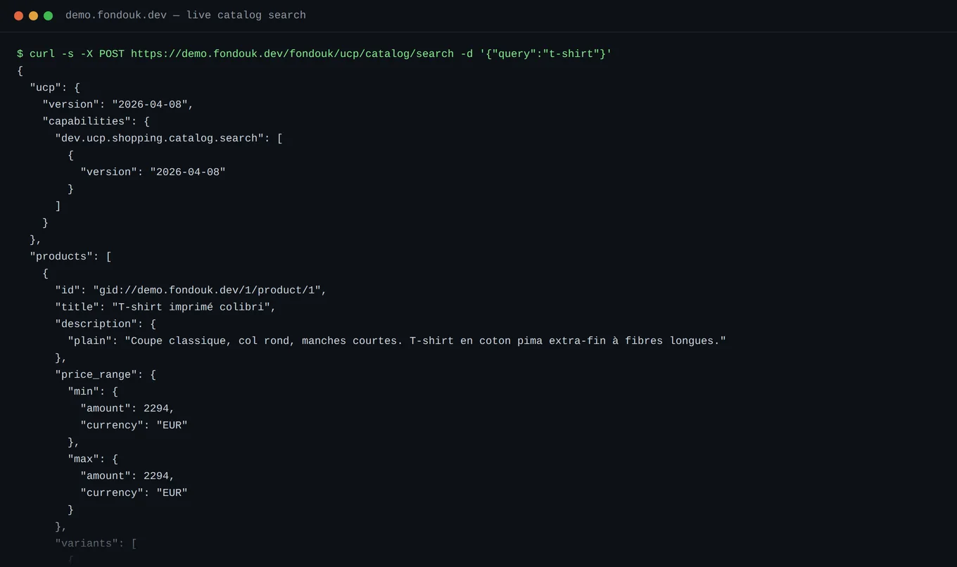 Live catalog search — Fondouk